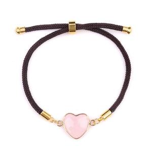 สร้อยข้อมือเชือกทองถักรูปหัวใจประดับด้วยหินธรรมชาติ 20 ชนิด ปรับขนาดได้ เหมาะสำหรับคู่รัก - Product Image 5