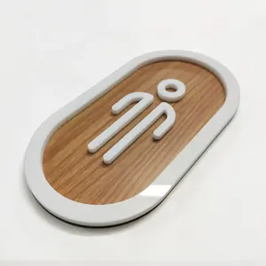 Jagarsign-placas de baño acrílicas personalizadas para hombres y mujeres, señal de baño de grano de madera, fabricante