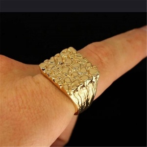 Anillo Cuadrado Estilo Nugget Bañado en Oro de 18k, <span class=keywords><strong>Joyería</strong></span> de Moda con Encanto y Personalidad <span class=keywords><strong>para</strong></span> <span class=keywords><strong>Hombre</strong></span>/Mujer - Product Image 5