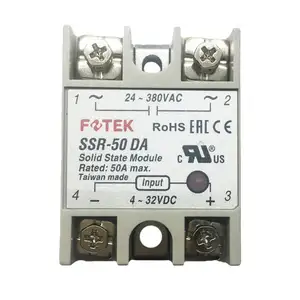 FOTEK 솔리드 스테이트 릴레이 SSR-50DA 단상 DC 제어 AC 입력 4 ~ 32VDC 출력 24 ~ 380VAC 정격 전류 50A 제로 크로스