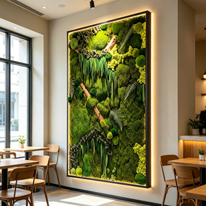 Panel de Arte de Pared con Musgo Preservado Biophilic en Marco LED - Larga Duración (3-5 Años) - Regalo para el Día de la Madre o Graduación para Oficina/Hotel - Product Image 1