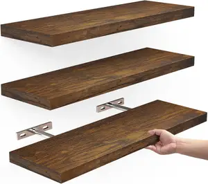 Wall Mounted Rustic Wood Floating <strong>Shelves</strong> <strong>Small</strong> Hanging Display <strong>Shelves</strong> for Bathroom Bedroom Living Room <strong>Kitchen</strong> - Product Image 1
