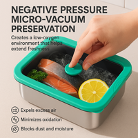 Boîte de conservation alimentaire en acier inoxydable 304 avec couvercle en verre, boîte à lunch pour fruits, pour réfrigérateur, congélateur et usage au bureau