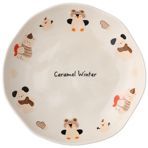 Xujia Mengmengjia, juego de vajilla de cerámica de dibujos animados bonitos, plato desechable profundo de 8 pulgadas, plato de arroz, plato de postre para fiestas - Product Image 5