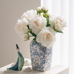 Bouquet de fleurs artificielles en soie de pivoine, style chinois, décoration d'intérieur, arrangement de table pour salon - Product Image 1