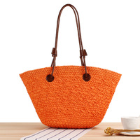 Sacs fourre-tout tissés chics faits à la main pour femmes grands sacs à main en paille naturelle de plage d'été avec fermeture ouverte Style de mode