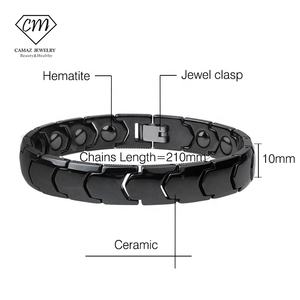 Pulsera de Cadena de Cerámica Plateada con Energía Magnética Bio Scalar Japonesa Ecamaz, Negra y Blanca, para Hombre, Mujer, Unisex - Product Image 3