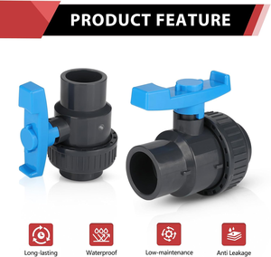 Robuste vanne sphérique SCH 80 en PVC de 2.5 pouces avec union démontable pour un débit à alésage complet - Product Image 3