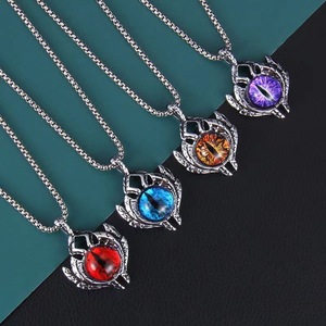Collares de cadena de caja de acero inoxidable estilo punk y hip-hop para hombre, con colgante geométrico de ojo turco, joyería para fiesta - Product Image 2