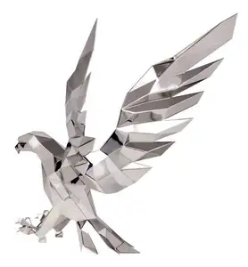 Decoração abstrata de escultura de águia, aço inoxidável, decoração ao ar livre, estatuetas de animais diretos, design de eletroplaca, superfície
