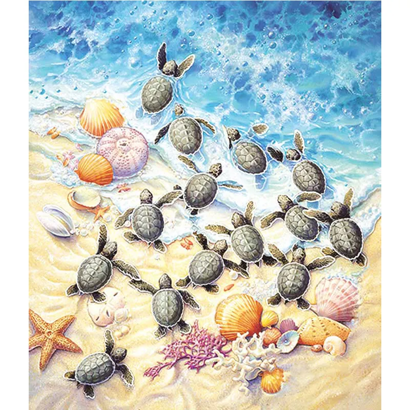 Diy Diamant Malerei Schildkröten und Muscheln und Seesterne am Strand Foto druck 5d Diamant Stickerei Wand kunst Home Decor