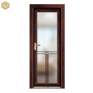 Porte battante en alliage d'aluminium de conception moderne de bonne qualité pour villa, porte intérieure en verre, surface finie coupe-vent - Product Image 2