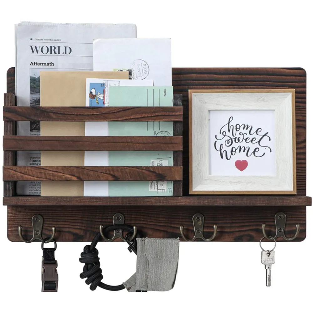 An der Wand montiertes Lager regal Mail Sorter Organizer Mail Holder Holz schlüssel halter