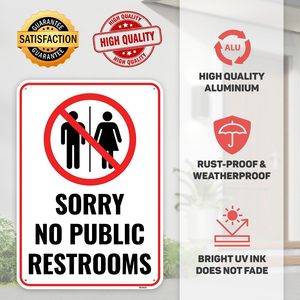 Letrero de baño solo para clientes de alta calidad-10*7 pulgadas de aluminio-Lo siento, no hay letrero de baño público-A prueba de herrumbre, letrero con protección UV - Product Image 4