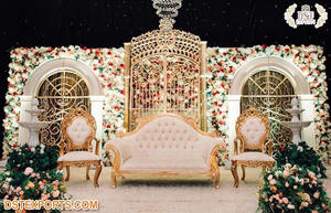 ฉากหลังงานแต่งงานสุดหรูทันสมัย แผงไฟเบอร์สีทองสำหรับตกแต่งงานแต่งงาน - Product Image 6