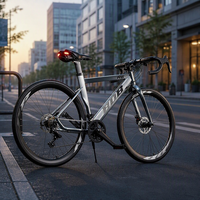 Vélo de course sur route léger pour hommes, pneus fins 700C, 21 vitesses, cadre rigide en acier haute teneur en carbone, freins à disque doubles, vélo de cyclisme sur route