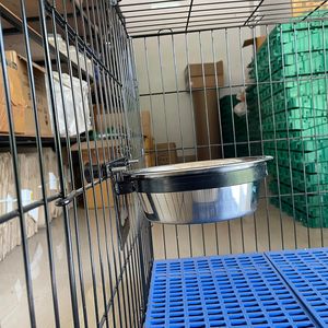 Set of 2 Portable Stainless-Steel <strong>Dog</strong> <strong>Bowls</strong> Rotating Feeding <strong>Bowl</strong> <strong>for</strong> Cage Kennel and <strong>Crate</strong> <strong>for</strong> Hanging Pet Food and <strong>Water</strong> - Product Image 6