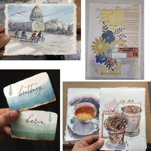 Alta calidad en blanco 5x7 hecho a mano algodón blanco Deckle Edge <span class=keywords><strong>hojas</strong></span> de papel 300 GSM lugar invitación menú tarjetas - Product Image 6