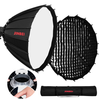 JINBEI Boîte à lumière parabolique réfléchissante de 90 cm pour flash Speedlite, monture Bowens, avec sac, grille diffuseur
