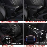 Accoudoir double couche pour Renault Duster 2010-2015 Boîte de rangement d'accoudoir en cuir PU avec 7 ports USB pour Nissan Terrano 3 2014-2018