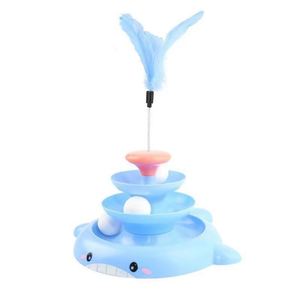 Entrega Rápida, Torre de Juego para Gatos de 3 Niveles, Pista Interactiva para Entrenamiento de Inteligencia, Torre con Varilla Estimulante Giratoria para Gatos - Product Image 6