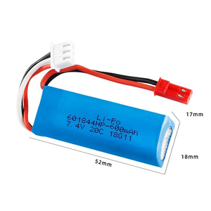 사용자 정의 601844 450mah 600mah 7.4v 리튬 폴리머 배터리 리튬 이온 셀 충전식 배터리 Lipo 배터리 팩 - Product Image 3