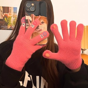 Cute Women's Fingerless <b>Gloves</b> Touchscreen Winter Warm Thermal Commute Style Off White Yellow Rose <b>Red</b> Gray Black - Product Image 3