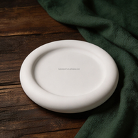 Plateau de vanité rond en ciment massif avec logo personnalisé, organiseur de bibelots en béton pour la décoration de la table de chevet de la chambre