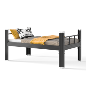 Cadre de lit simple en acier robuste et durable, lit en acier de qualité industrielle pour auberge et chambre avec barrières de sécurité - Product Image 1