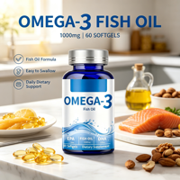 Capsules de gelée molle d'huile de poisson pour adultes, marque privée, suppléments d'Oméga-3 EPA et DHA pour une meilleure densité osseuse, 60 gélules par flacon