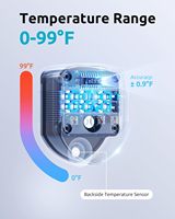 Seaoura SR-520 sikat Magnet Mini ikan, Pembersih magnetik ganggang akuarium termometer Digital 2 in 1 untuk tangki ikan kaca 4-10mm