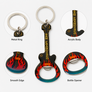 Gitarren-Schlüsselanhänger Flaschenöffner aus Metall-Zinklegierung Kreatives Musikfestival-Konzert-Souvenir Schlüsselring Anhänger Zubehör Personalisierbar - Product Image 5