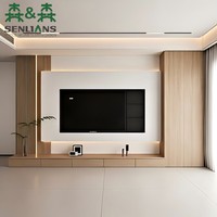 Meuble TV Minimaliste Moderne, Console Multimédia Flottante de Luxe, Centre de Divertissement Personnalisé avec LED, Unité Murale pour Salon