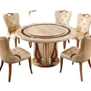 Phong cách Bắc Âu cao cấp đồ nội thất sang trọng rắn gỗ tròn bằng đá cẩm thạch bàn ăn với bàn xoay
