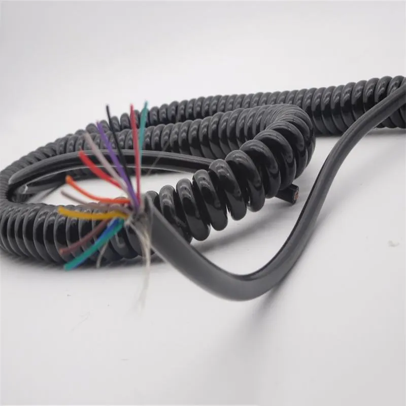 7 core coiled pur tpu PVC PU electrical flexible custom for usb type A C D spring charging cable