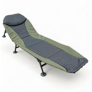 Chaise de pêche ergonomique pliable 180 kg avec dossier et pieds réglables pour pêcheurs, lit de camping pliant portable pour la chasse en extérieur - Product Image 3