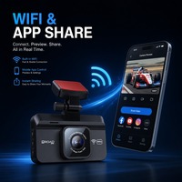 Cámara para Auto de Doble Lente, DVR 1080P Frontal VGA, Cámara Trasera, Control por Aplicación WiFi, Pantalla de 3 Pulgadas, USB 2.0, Grabación en Bucle, 64GB, WDR