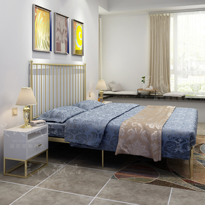 Maison créative médiévale nordique <span class=keywords><strong>Stella</strong></span> or lit double en fer 1.8 mètres 1.5 mètres lit en fer doré cadre en fer lit - Product Image 4