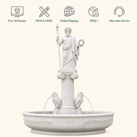 Fontaine en pierre grecque avec statue du roi Cécropus, sceptre, olivier et hibou, pour Villa, Hôtel, Jardin, Parc, Propriété, Place publique