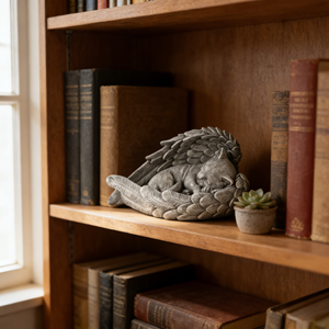 Scultura Commemorativa di Gatto in Resina - Design di Gattino Dormiente con Ali, Ideale come Decorazione per Tomba di Animali Domestici in Giardino - Product Image 2