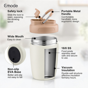 Taza de café de viaje de Venta caliente <span class=keywords><strong>con</strong></span> tapa de prensa a prueba de fugas 100% taza de café de acero inoxidable aislada reutilizable - Product Image 2