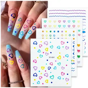 Custom Design 2D Water Nail Decal Manicure Nail Stickers Wraps per capodanno e san valentino