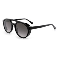 Nouvelles lunettes de soleil tendance populaires à double pont, rondes, épaisses, en acétate de qualité supérieure