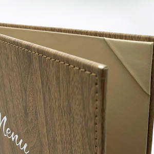Libro de Menú Personalizado de Cuero con Textura de Madera, Tamaño A4, Cubierta de Menú de Doble Cara, Menús de Restaurante con Esquinas Reforzadas - Product Image 4