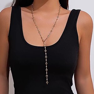 Europa USA Grenz überschreitende Explosionen Strass Lange Y-förmige vergoldete Herzform Trendy farbige Perlen Diamant Link - Product Image 2