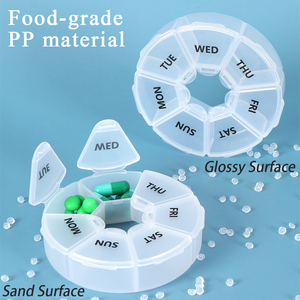 SUNSHING Wholesale <b>7</b> Days Pill Organizer Round Pill Box Travel Case Portable Transparent Daily Supplement Organizer Container - Product Image 3