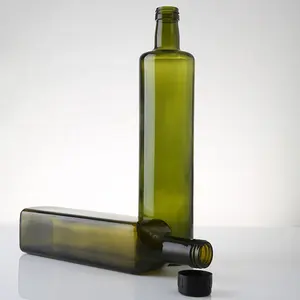 Wholesale Customization Green Brown Clear Square Round Empty Olive Oil Glass Bottle With Oil Pourer Cap