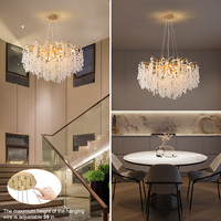 Lustre en forme de branches d'arbre dorées de 31,5 pouces, luminaire moderne rond en cristal K9 pour salon, hall d'entrée, îlot de cuisine