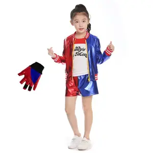 Disfraz de Halloween para Mujer y Niña, Camiseta <span class=keywords><strong>Azul</strong></span> y Roja, Pantalones Cortos, Abrigo, Guantes, Disfraz de Chica Mala de Lujo, DCMO-001 - Product Image 3