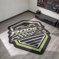 Tapis tufté personnalisé en forme de logo, tapis de sol en peluche irrégulier pour marque automobile, idéal pour la décoration de garage et d'atelier